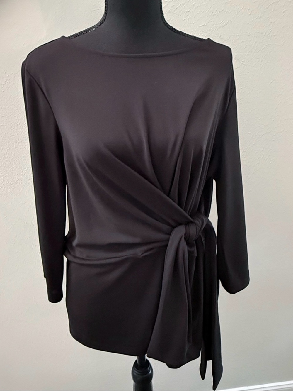 Ann Taylor Black Blouse with Subtle Sheen size large